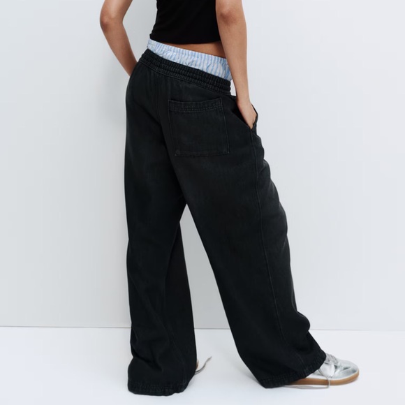 NWT H&M Denim pull on pants in black - Picture 2 of 6